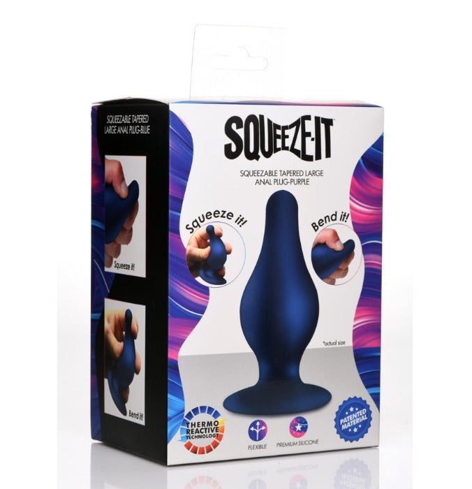 Squeeze It Squeezable Tapered Large Anal Plug Blue Little